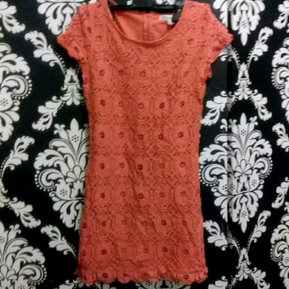 Coral lace woman's dress
